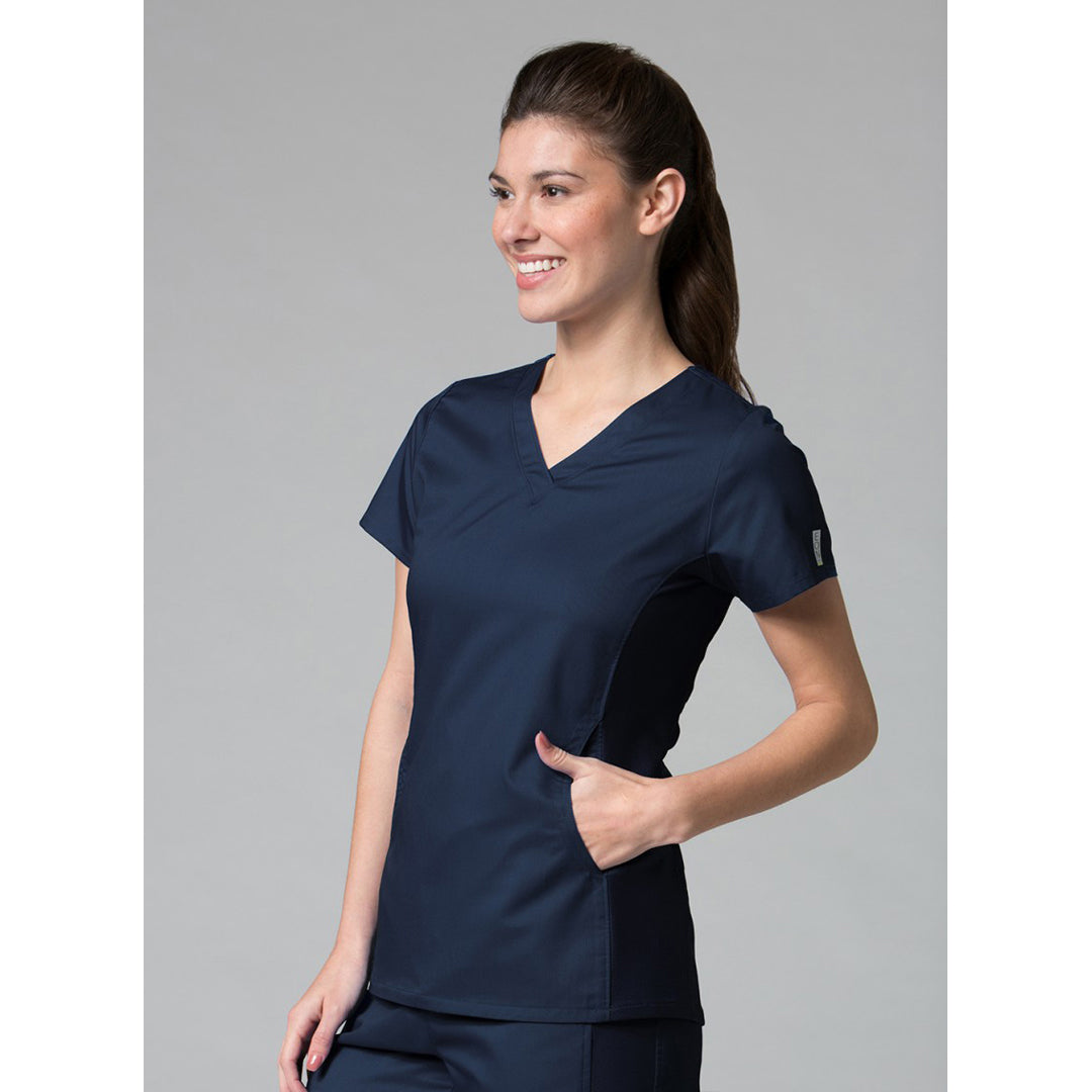 House of Uniforms The EON Active Mesh Panel Scrub Top | Ladies Maevn Navy