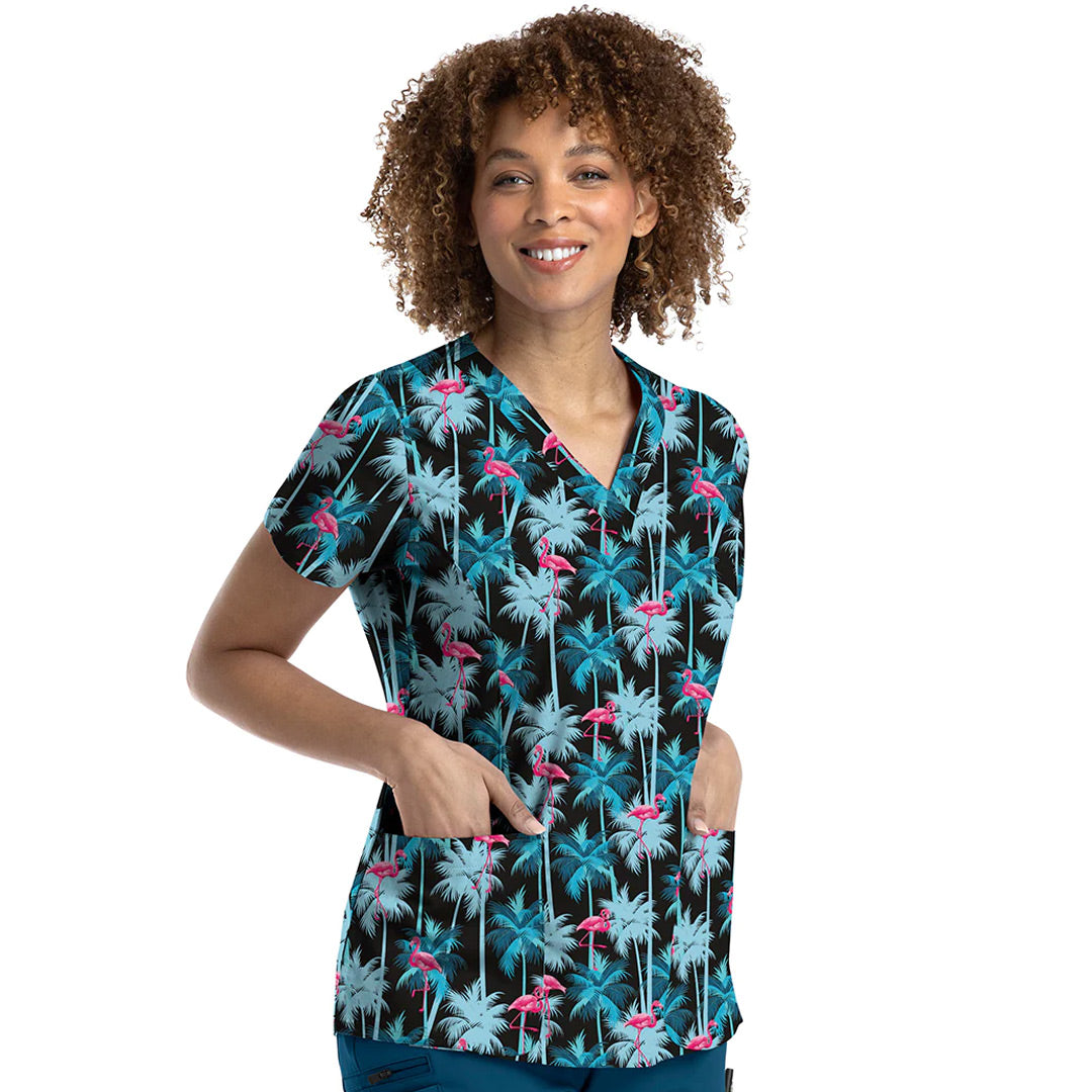 House of Uniforms The V Neck Printed Scrub Top | Ladies Maevn