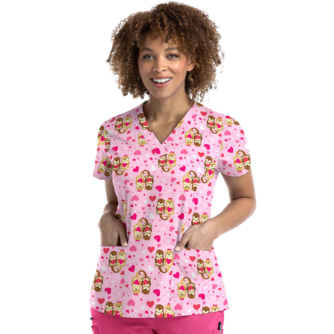 House of Uniforms The V Neck Printed Scrub Top | Ladies Maevn OTTL