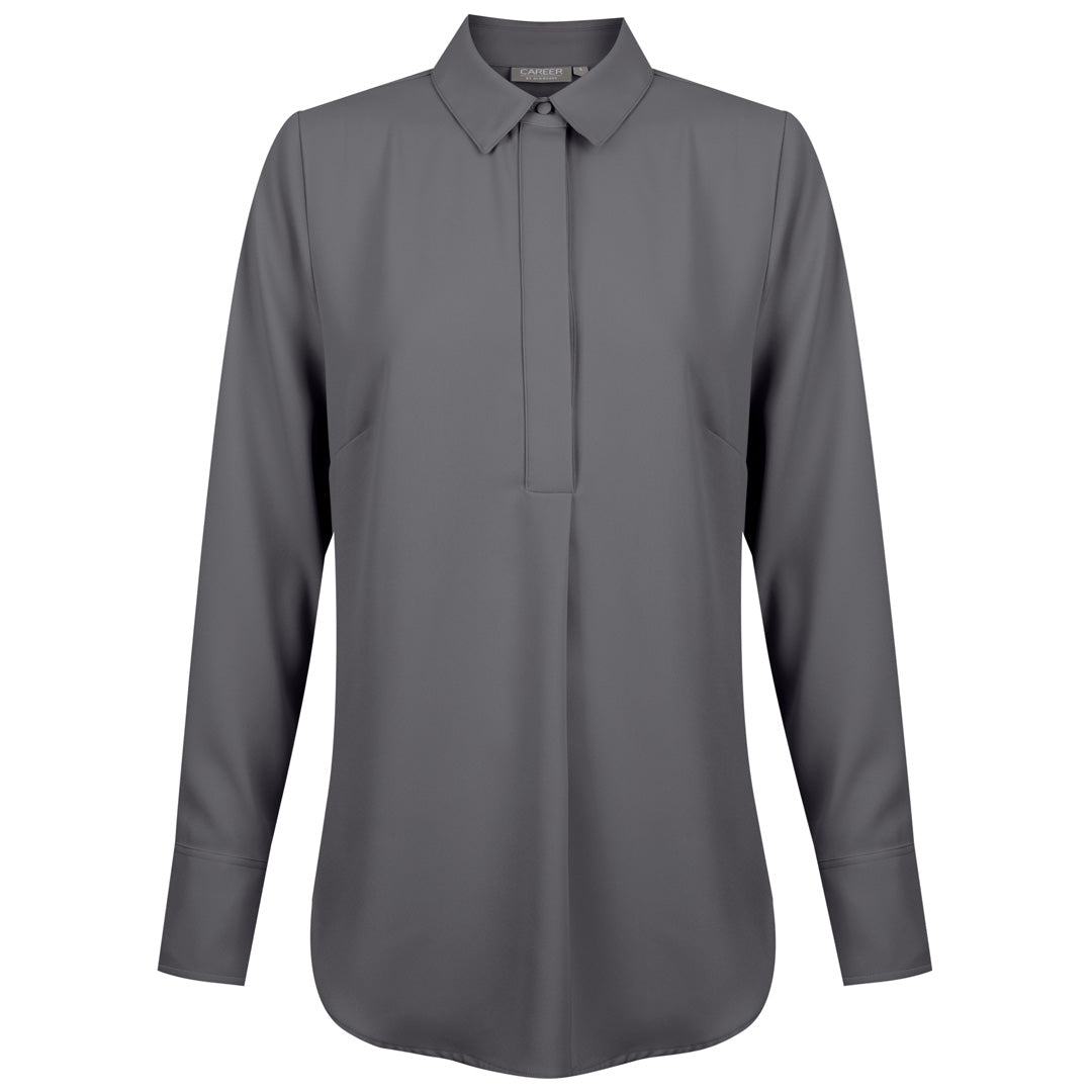 House of Uniforms The Quinn Top | Ladies | Long Sleeve Gloweave Charcoal