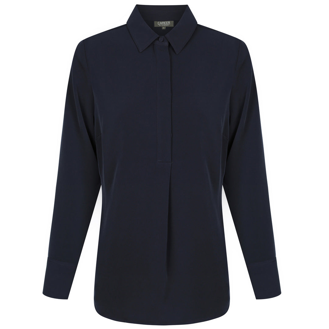 House of Uniforms The Quinn Top | Ladies | Long Sleeve Gloweave Navy