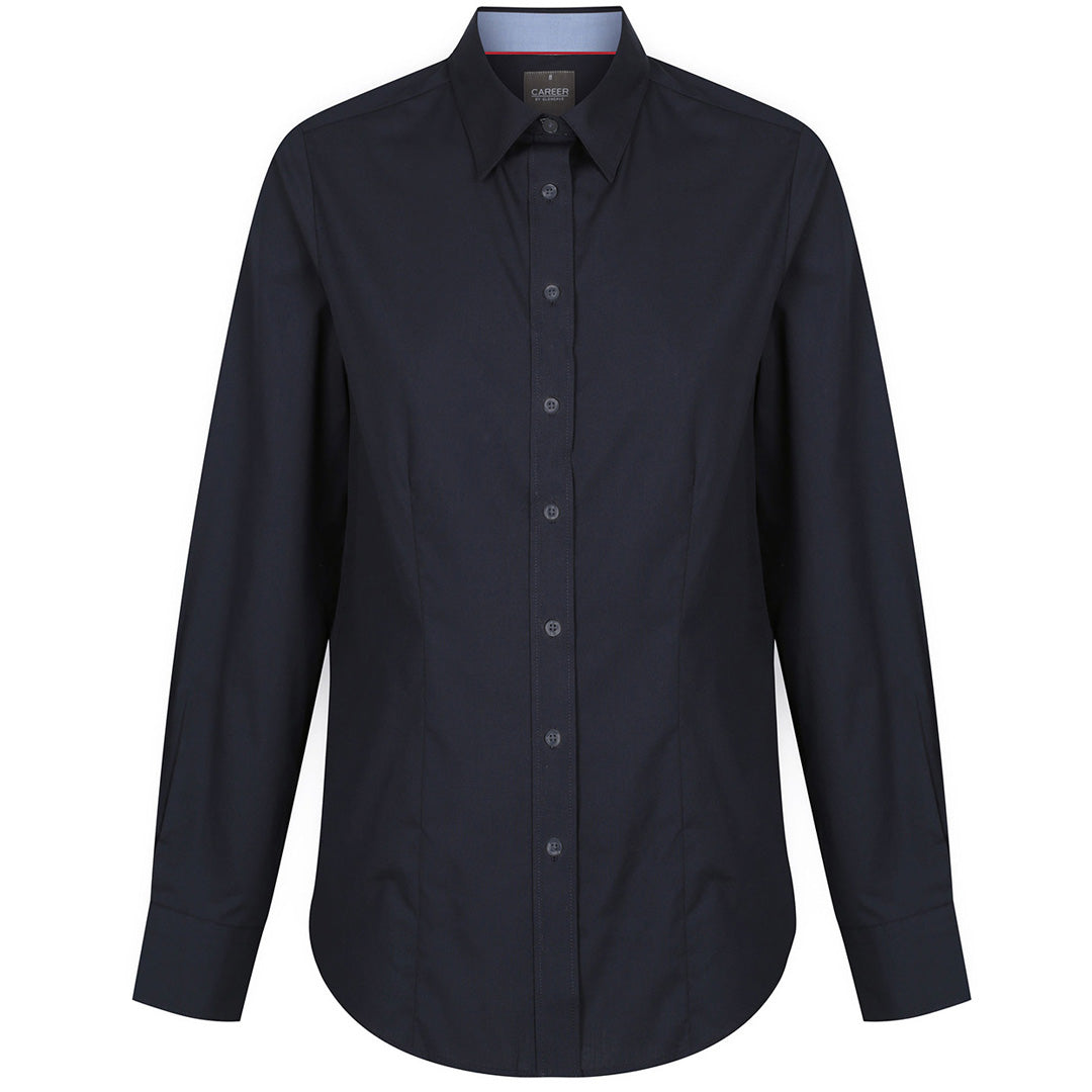 House of Uniforms The Bradford Shirt | Ladies | Long Sleeve Gloweave Navy