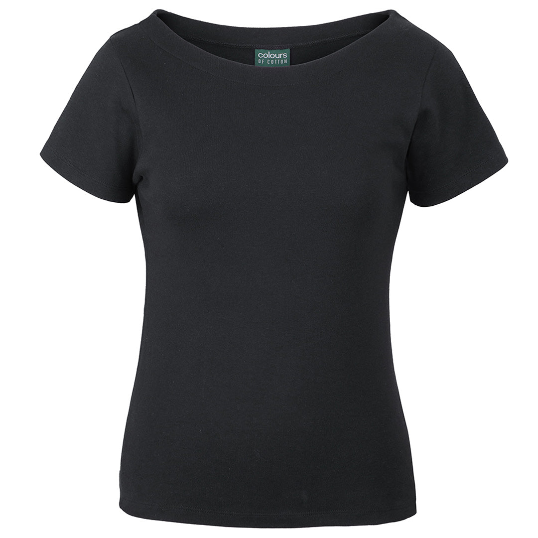 House of Uniforms The Boat Neck Tee | Short Sleeve | Ladies Jbs Wear Black