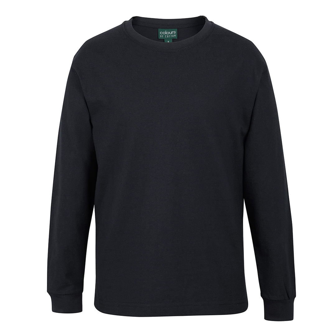House of Uniforms The Rib Crew Neck Tee | Kids | Long Sleeve Jbs Wear Black