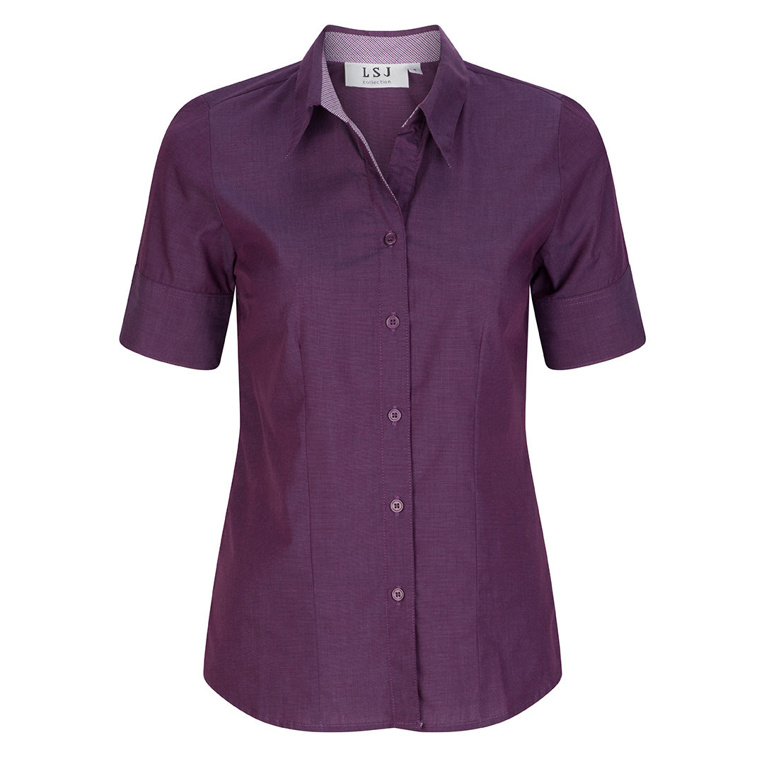 House of Uniforms The End on End Shirt | Ladies | Short Sleeve LSJ Collection Plum