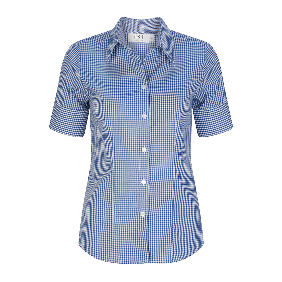 House of Uniforms The Gingham Check Shirt | Ladies | Short Sleeve LSJ Collection Blue