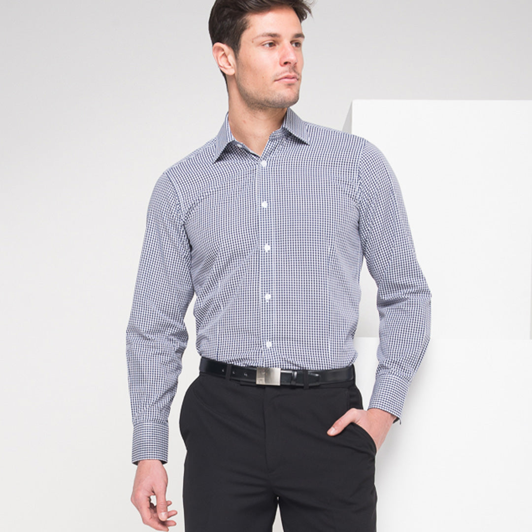 House of Uniforms The Gingham Check Shirt | Mens | Long Sleeve | Euro Fit LSJ Collection