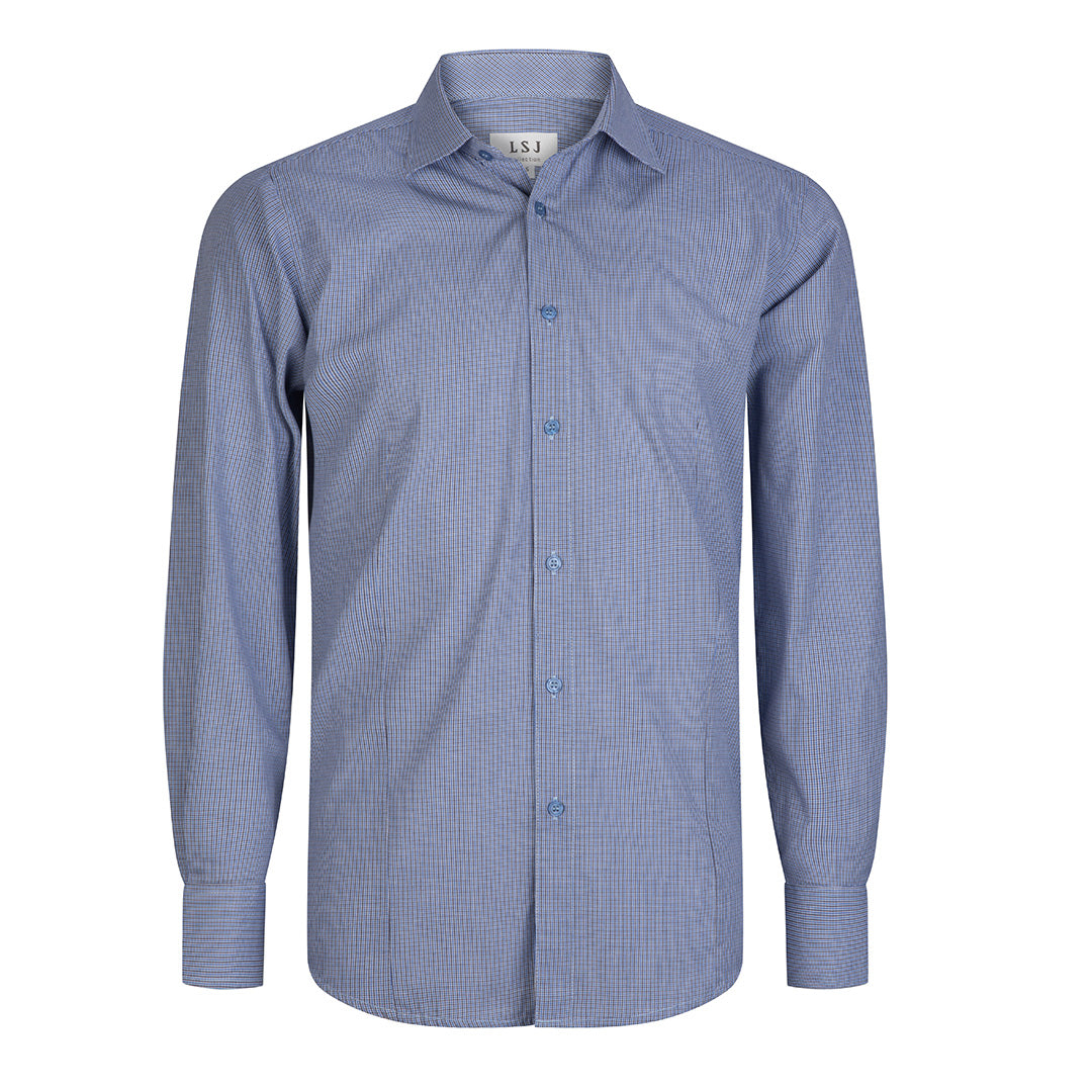 House of Uniforms The Lonsdale Shirt | Mens | Long Sleeve | Euro Fit LSJ Collection Blue