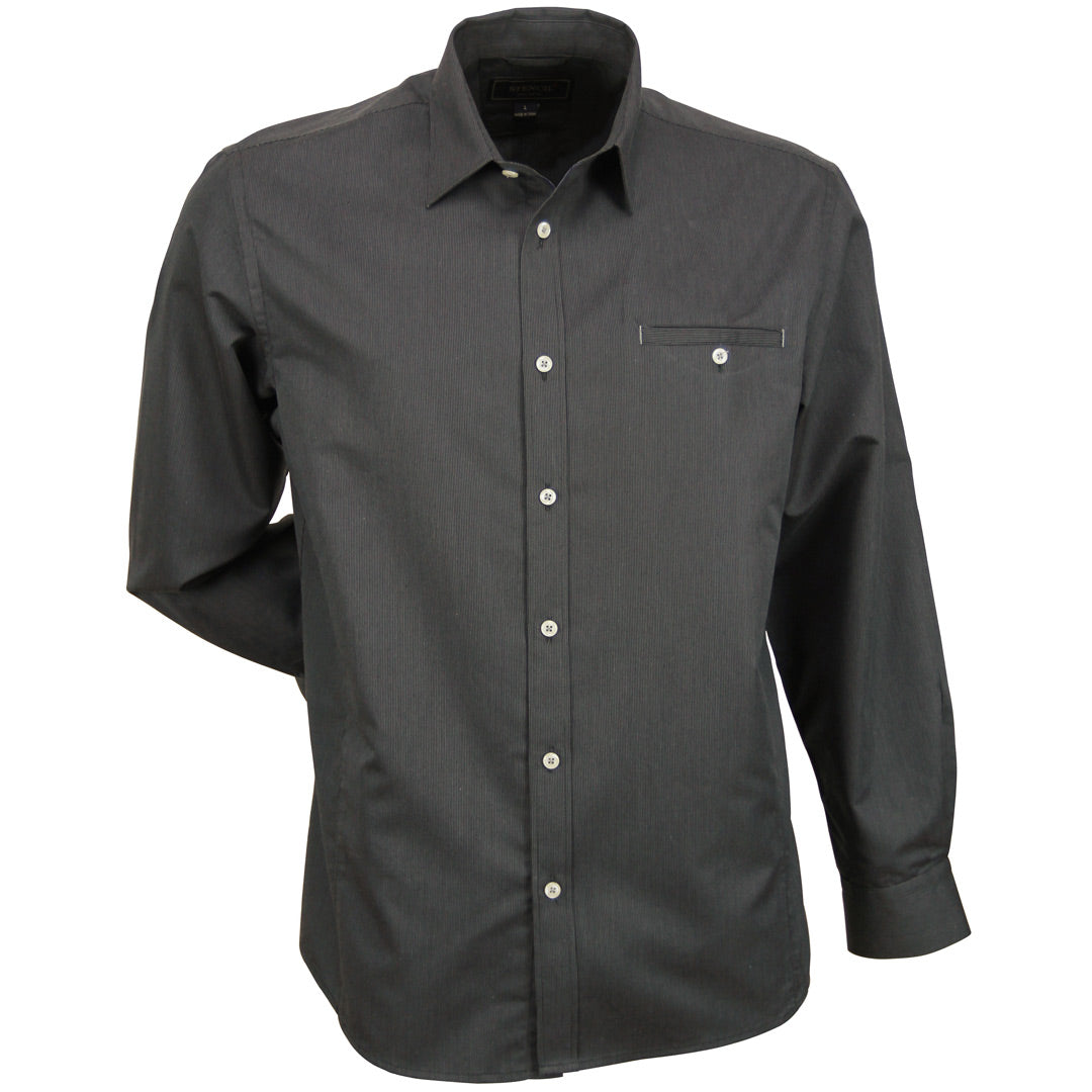 House of Uniforms The Empire Shirt | Mens | Long Sleeve Stencil Charcoal/Grey