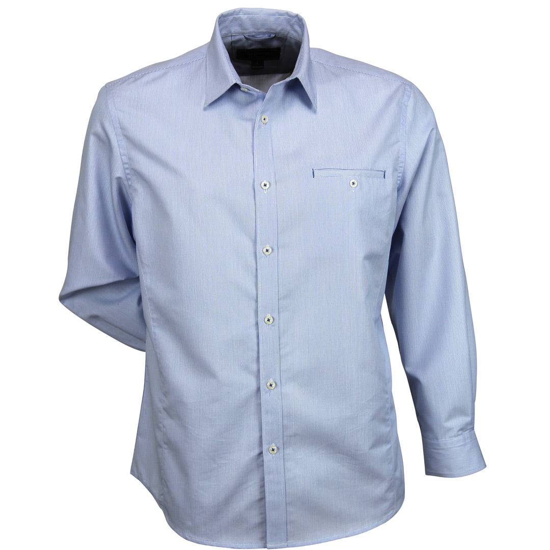 House of Uniforms The Empire Shirt | Mens | Long Sleeve Stencil Sky/Navy