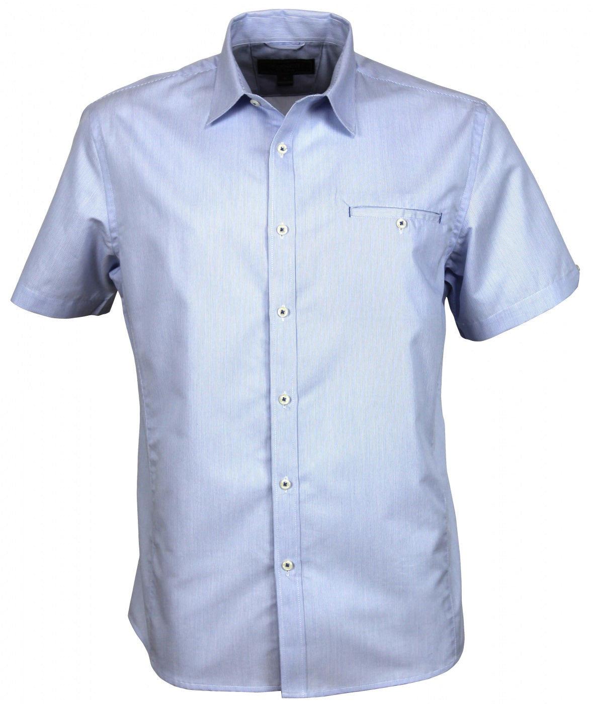 House of Uniforms The Empire Shirt | Mens | Short Sleeve Stencil Sky/Navy
