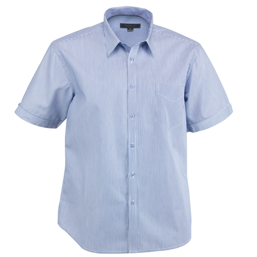 House of Uniforms The Inspire Shirt | Mens | Short Sleeve Stencil Mid Blue