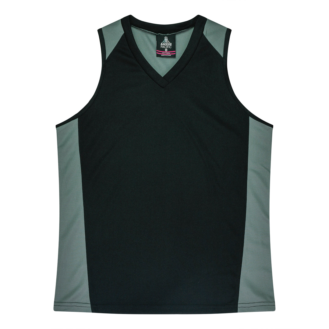 House of Uniforms The Premier Singlet | Ladies Aussie Pacific Black/Ashe