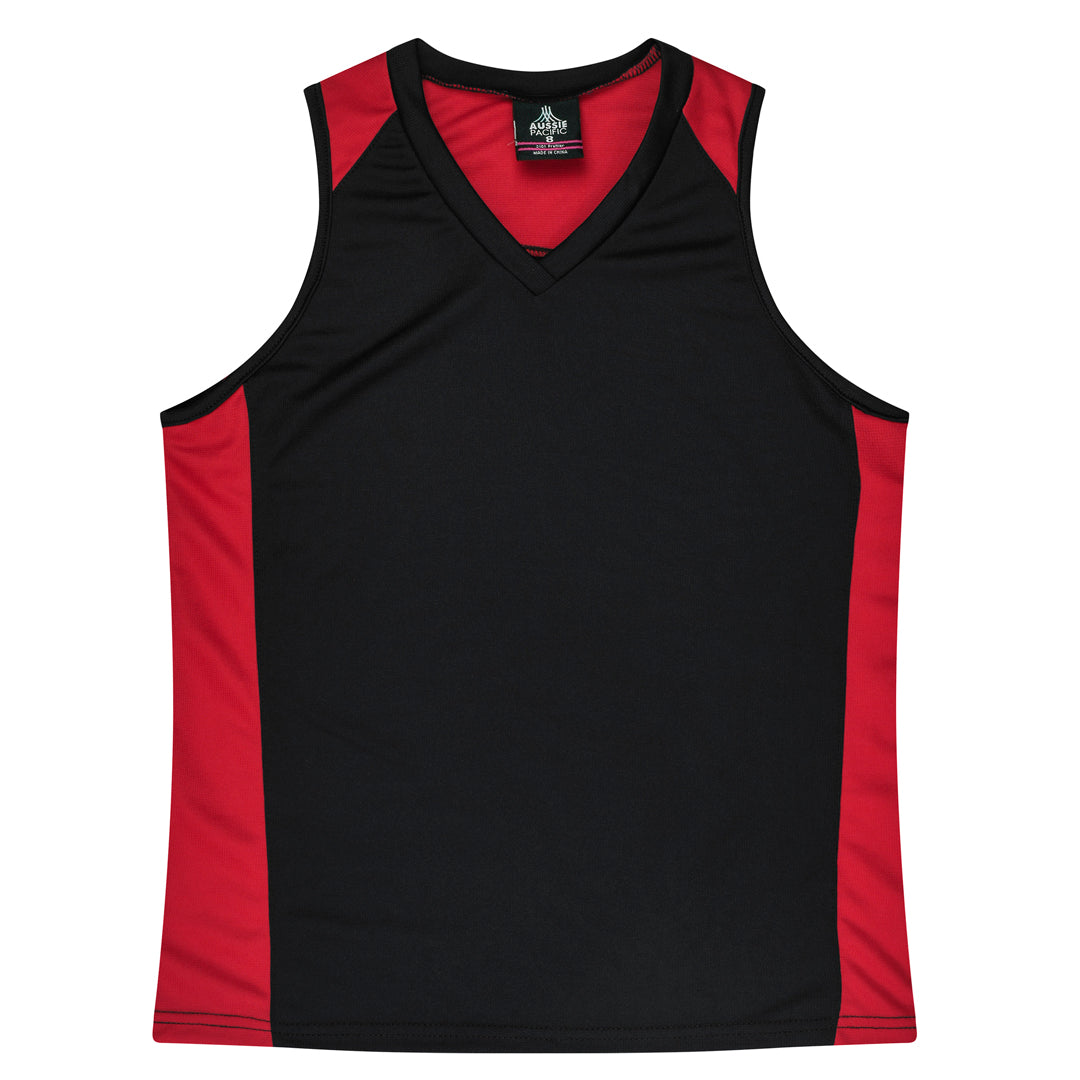 House of Uniforms The Premier Singlet | Ladies Aussie Pacific Black/Red