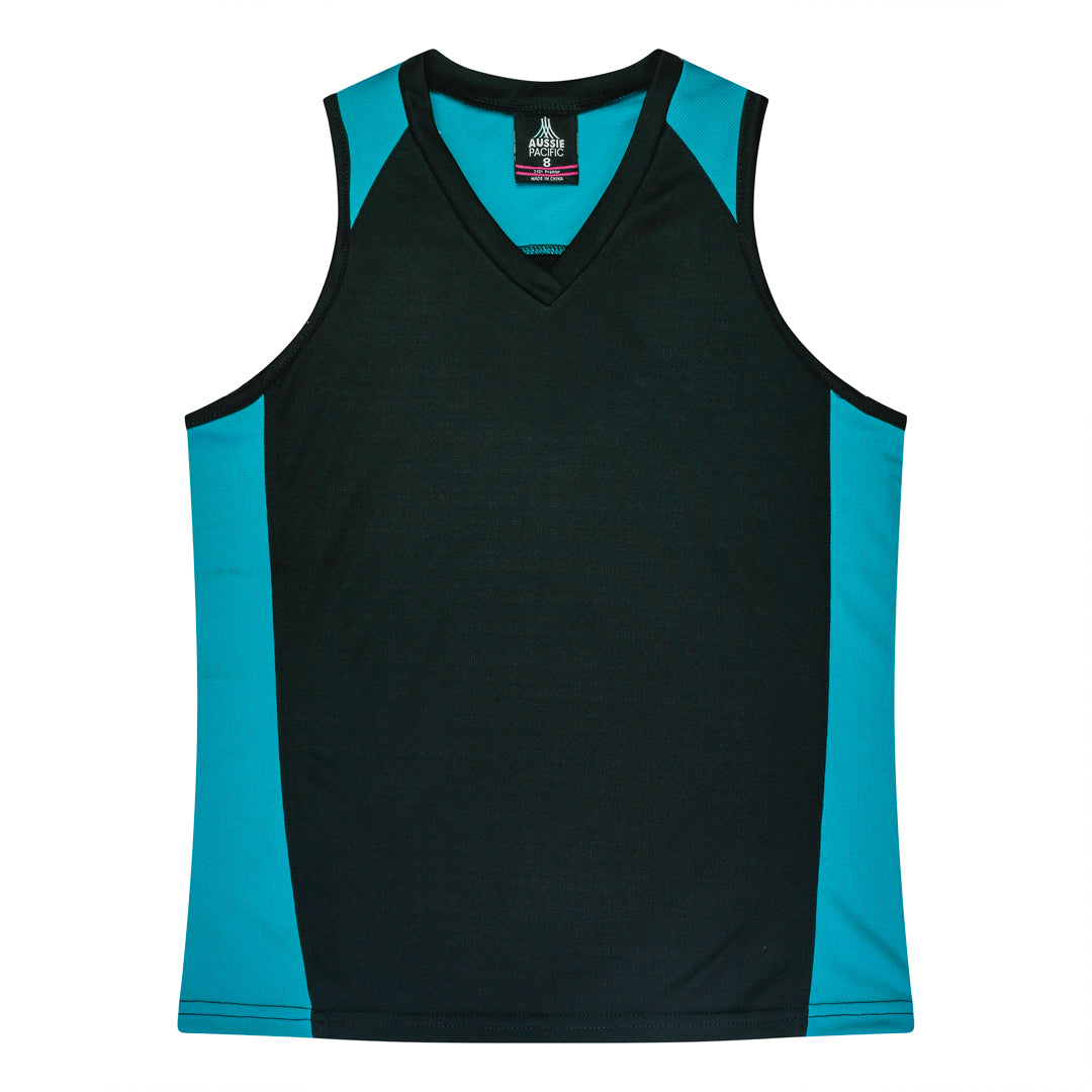 House of Uniforms The Premier Singlet | Ladies Aussie Pacific Black/Teal