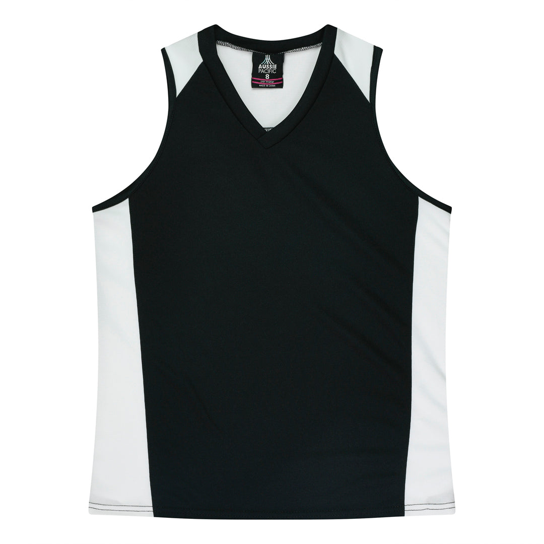 House of Uniforms The Premier Singlet | Ladies Aussie Pacific Black/White