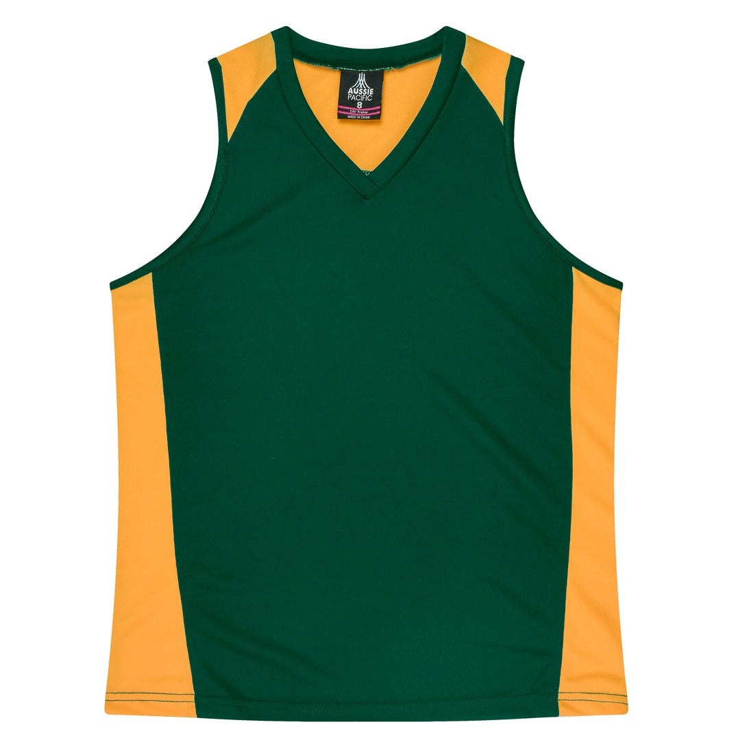 House of Uniforms The Premier Singlet | Ladies Aussie Pacific Bottle/Gold