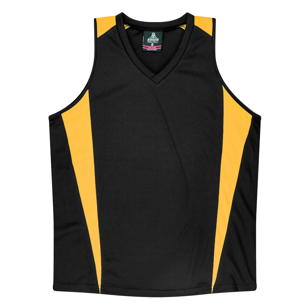 House of Uniforms The Eureka Singlet | Ladies Aussie Pacific Black/Gold