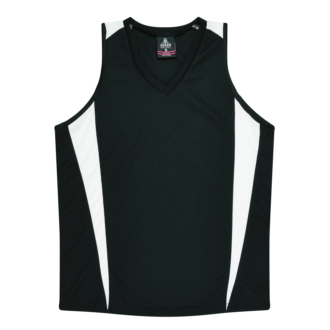 House of Uniforms The Eureka Singlet | Ladies Aussie Pacific Black/White