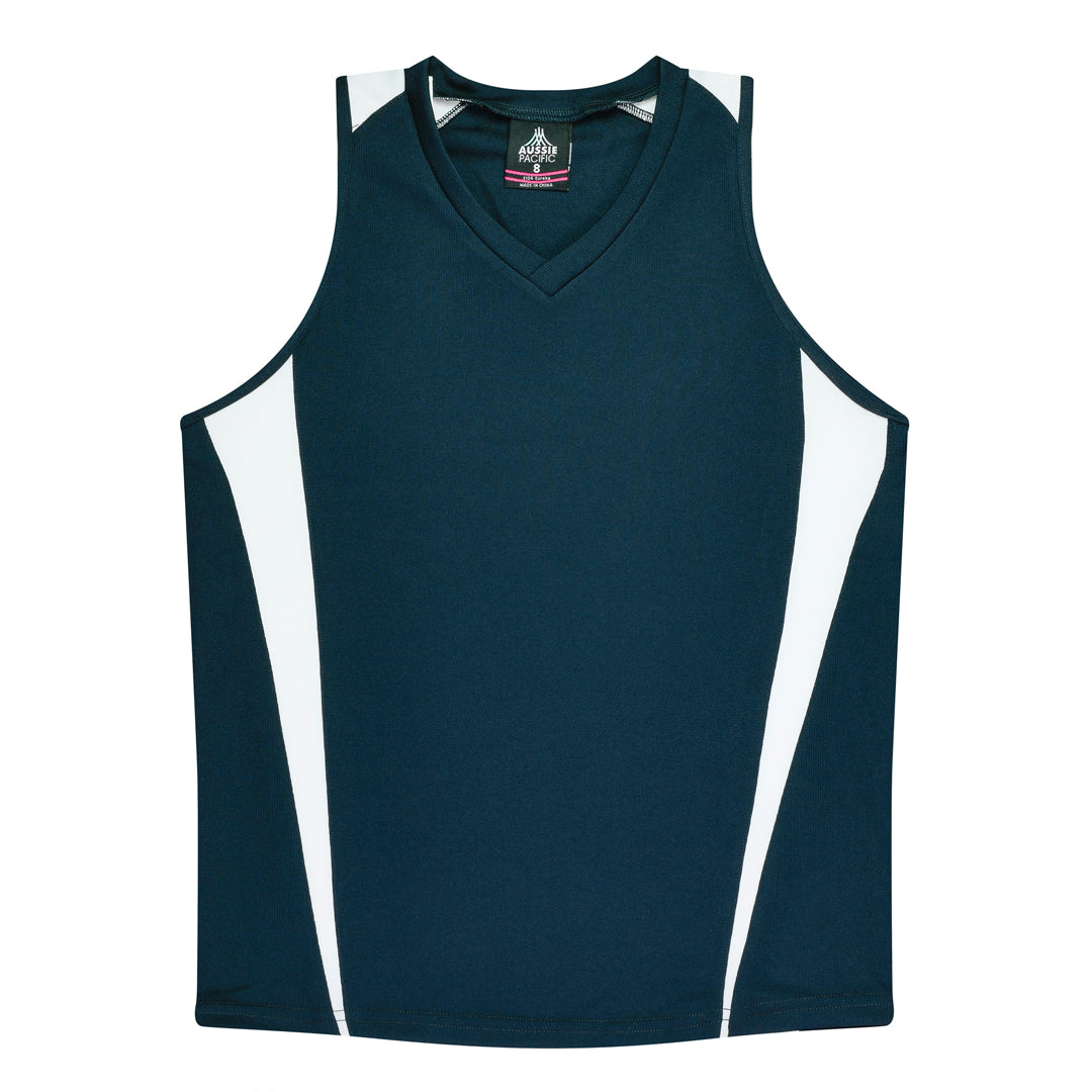House of Uniforms The Eureka Singlet | Ladies Aussie Pacific Navy/White