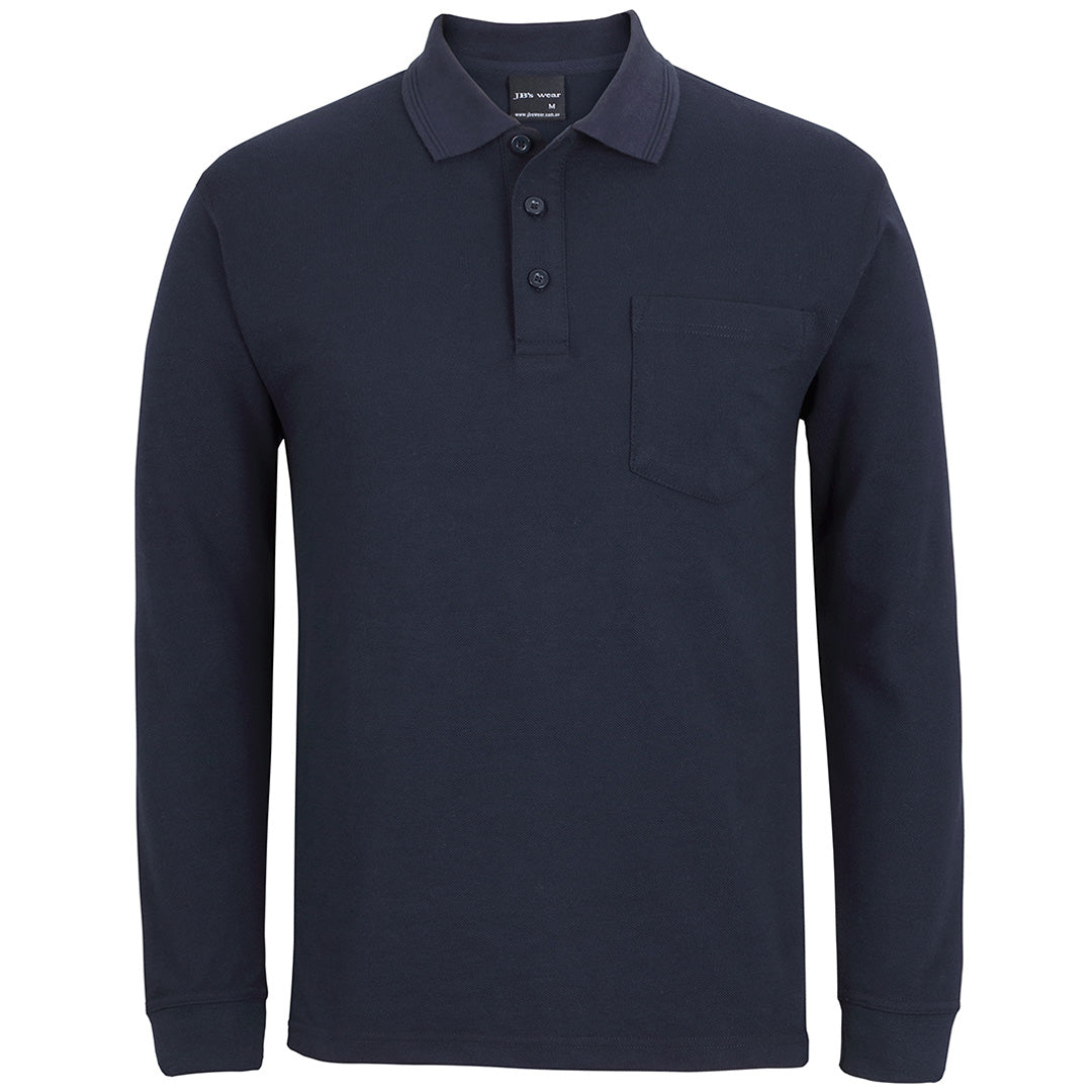 House of Uniforms The Pique Pocket Polo | Long Sleeve | Unisex Jbs Wear Navy