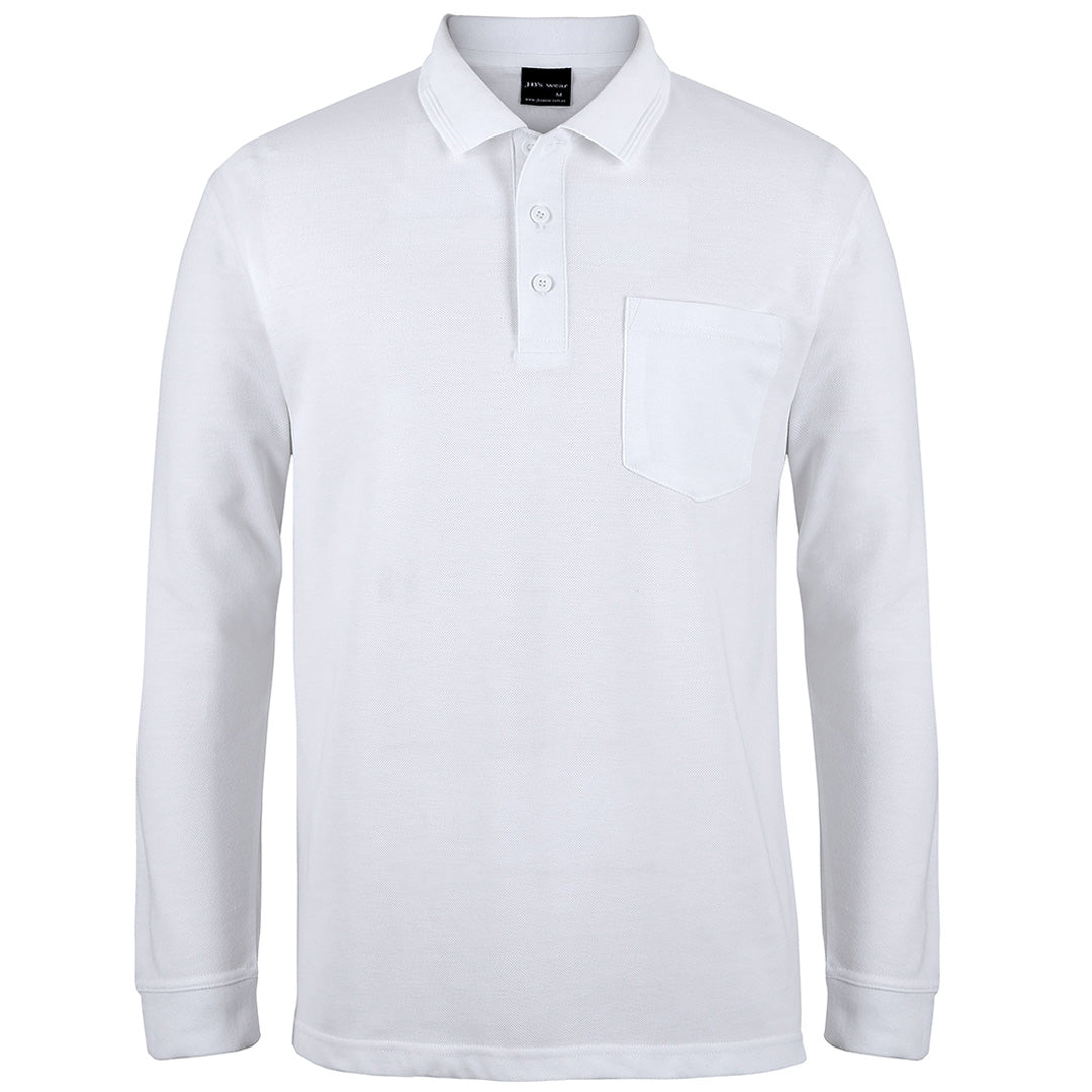 House of Uniforms The Pique Pocket Polo | Long Sleeve | Unisex Jbs Wear White