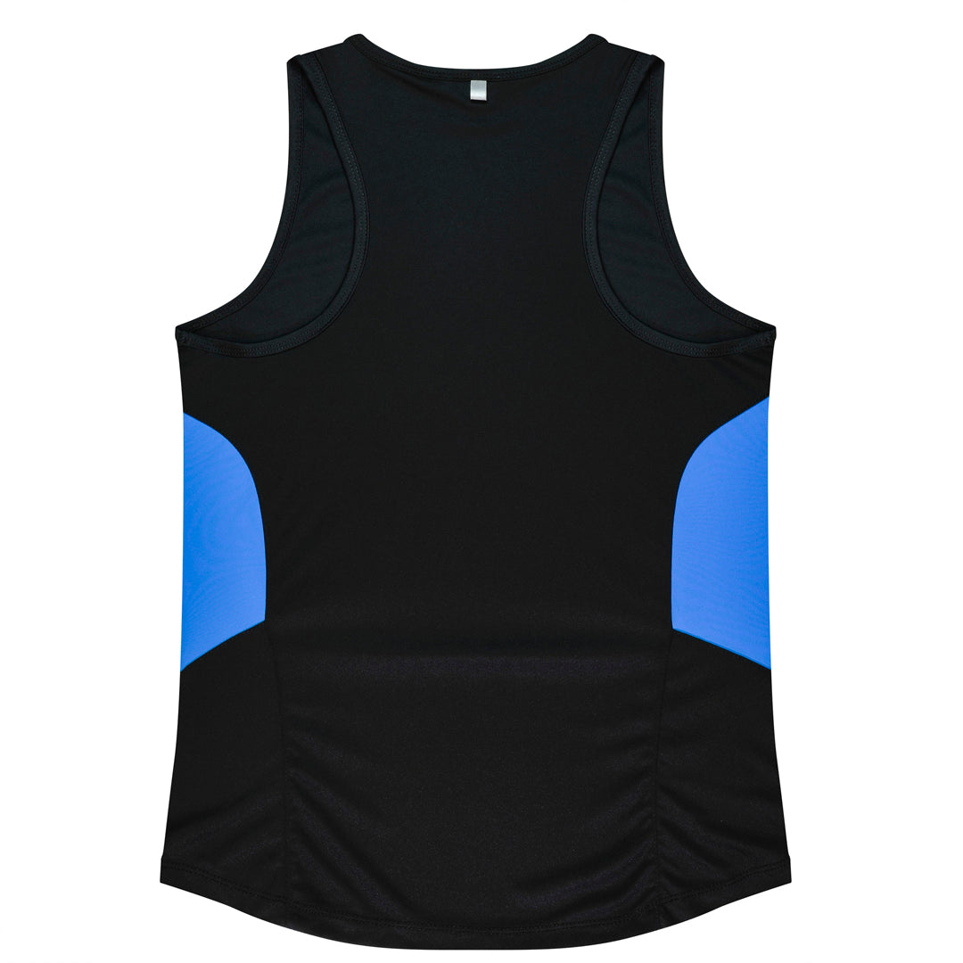 House of Uniforms The Tasman Singlet | Ladies | Black Base Aussie Pacific