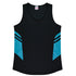 House of Uniforms The Tasman Singlet | Ladies | Black Base Aussie Pacific Black/Teal
