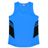 House of Uniforms The Tasman Singlet | Ladies | Blue Base Aussie Pacific Cyan/Black