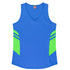 House of Uniforms The Tasman Singlet | Ladies | Blue Base Aussie Pacific Cyan/Neon Green