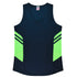 House of Uniforms The Tasman Singlet | Ladies | Navy Base Aussie Pacific Navy/Neon Green