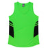 House of Uniforms The Tasman Singlet | Ladies | Neon Base Aussie Pacific Neon Green/Black