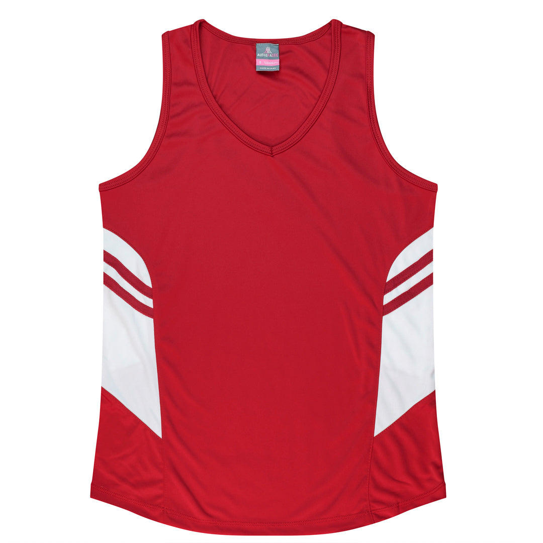 House of Uniforms The Tasman Singlet | Ladies | Clearance Aussie Pacific Red/White