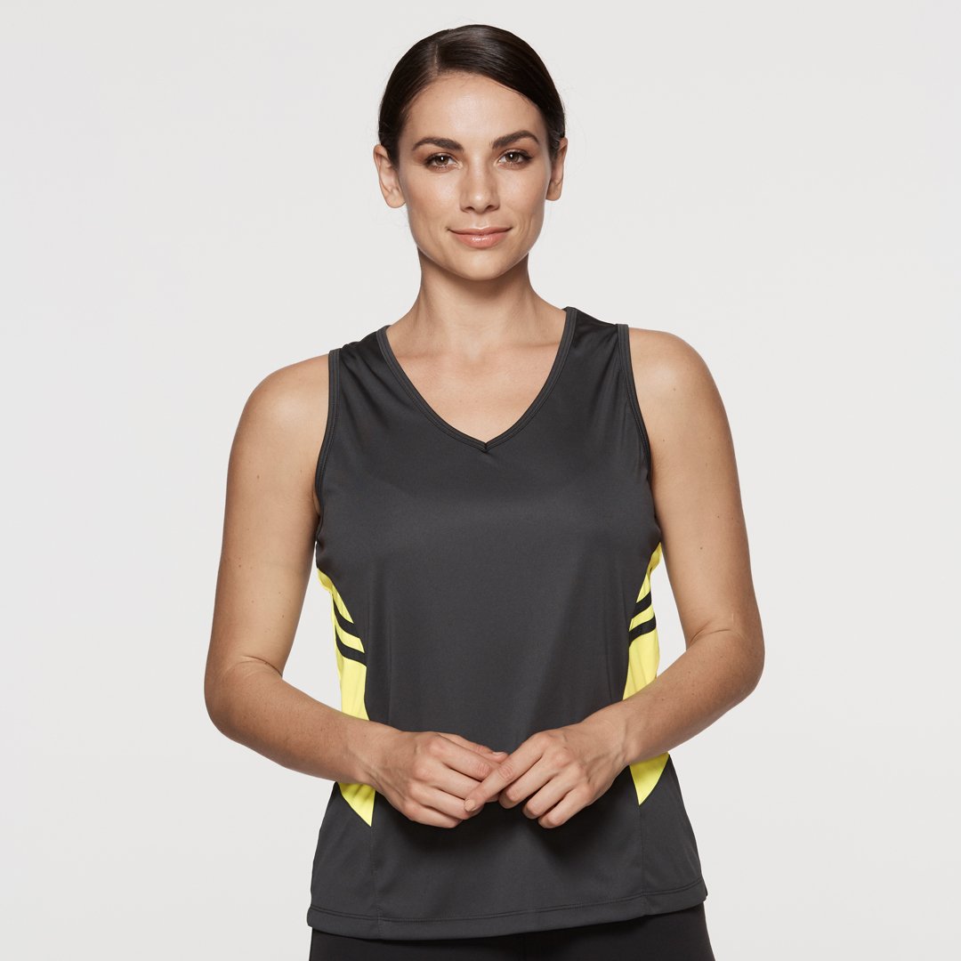 House of Uniforms The Tasman Singlet | Ladies | Neon Base Aussie Pacific