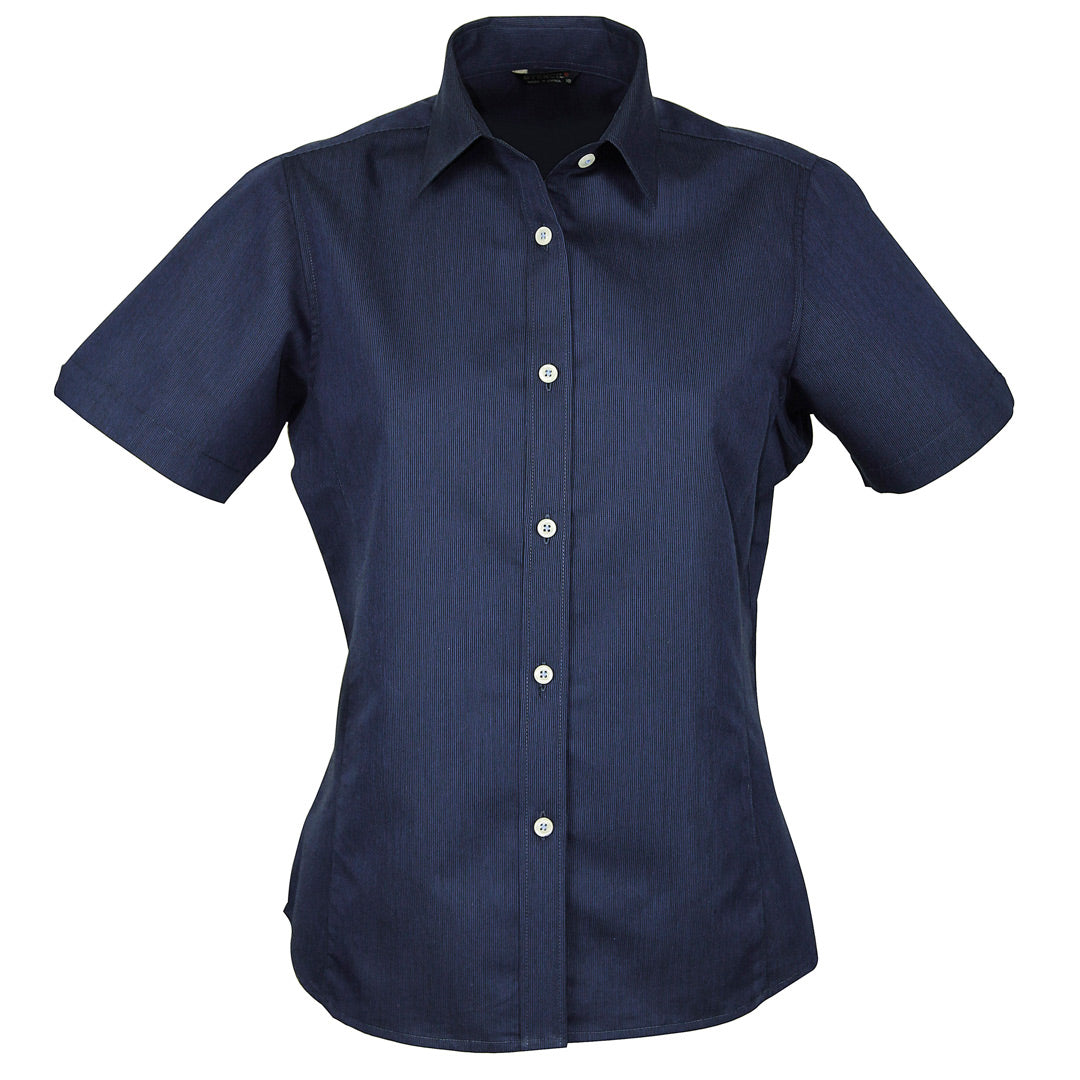 House of Uniforms The Empire Shirt | Ladies | Short Sleeve Stencil Navy/Sky