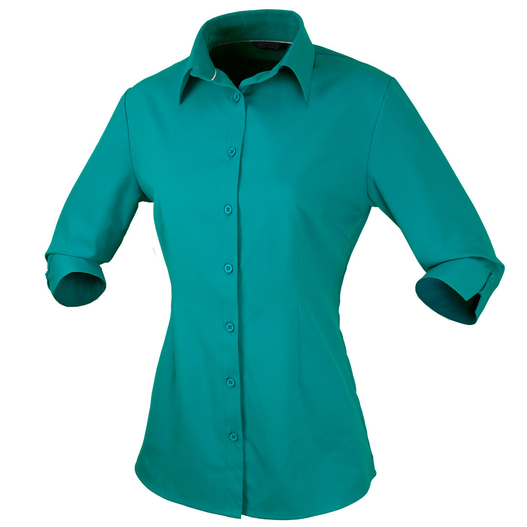 House of Uniforms The Candidate Shirt | Ladies | 3/4 Sleeve Stencil Teal