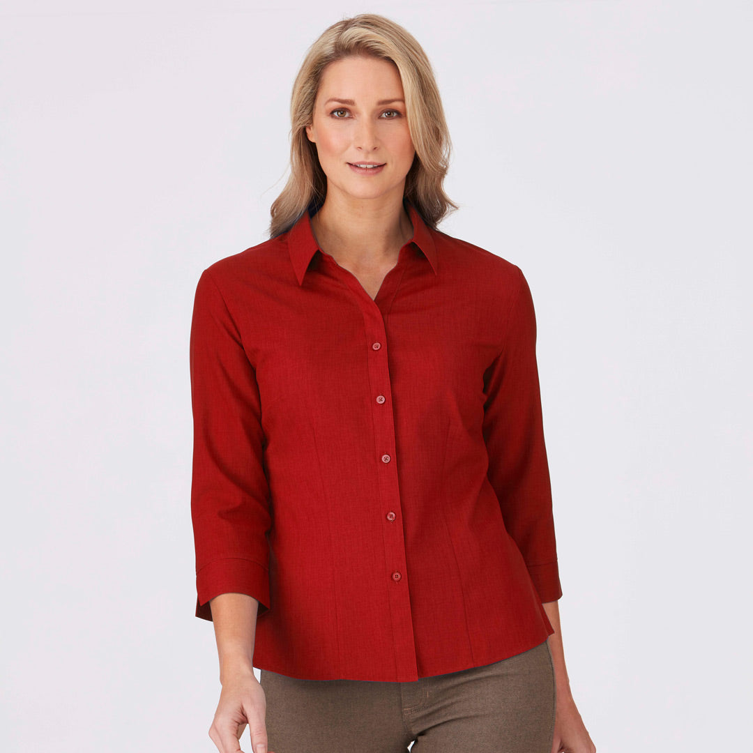 House of Uniforms The Ezylin Shirt | Ladies | 3/4 Sleeve | Plus City Collection