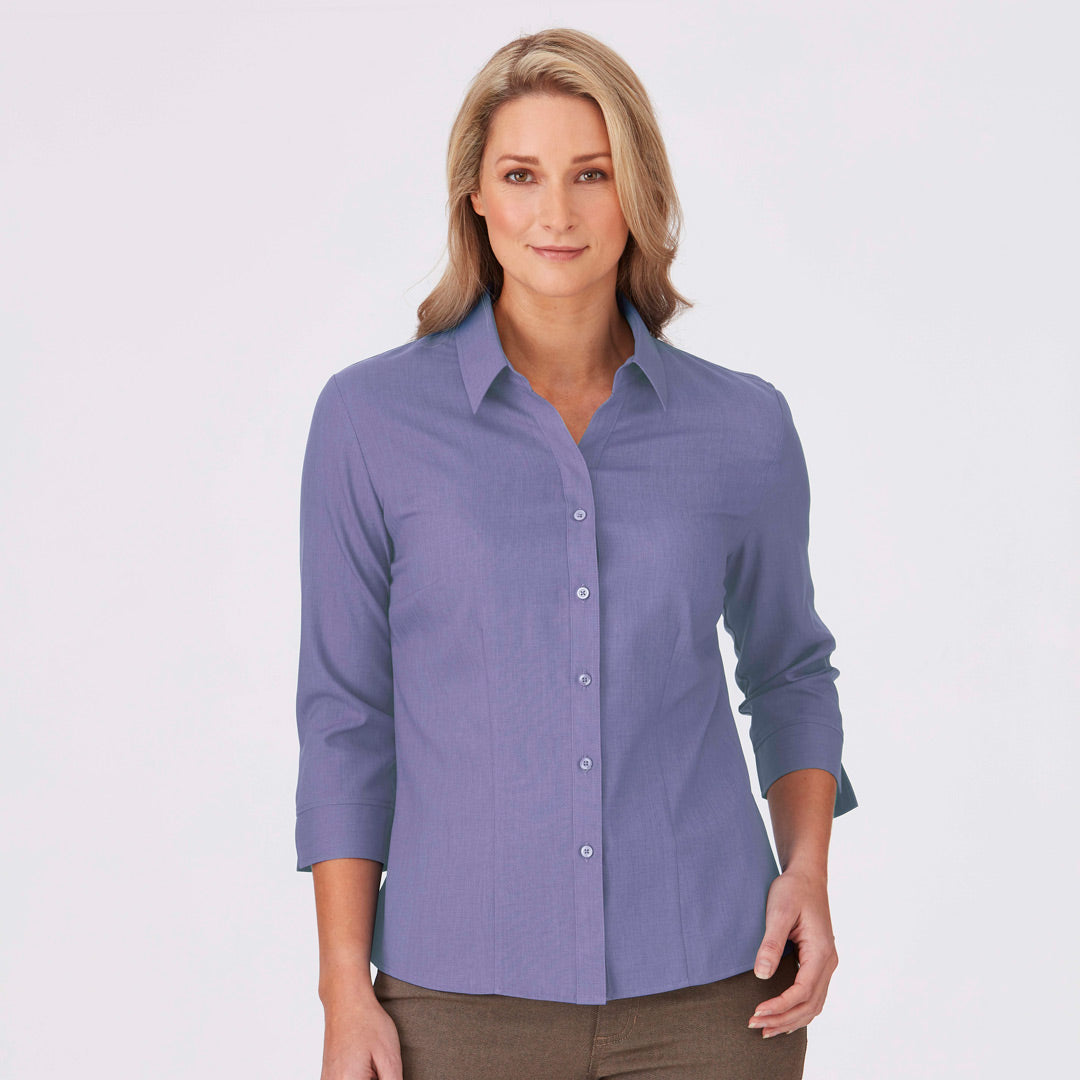 House of Uniforms The Ezylin Shirt | Ladies | 3/4 Sleeve | Plus City Collection