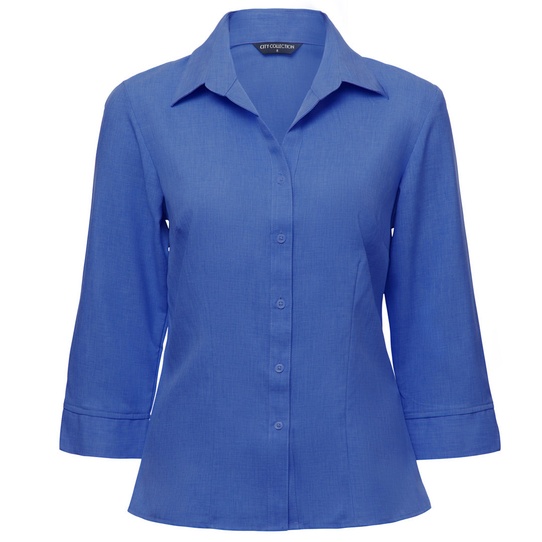 House of Uniforms The Ezylin Shirt | Ladies | 3/4 Sleeve | Plus City Collection Ocean