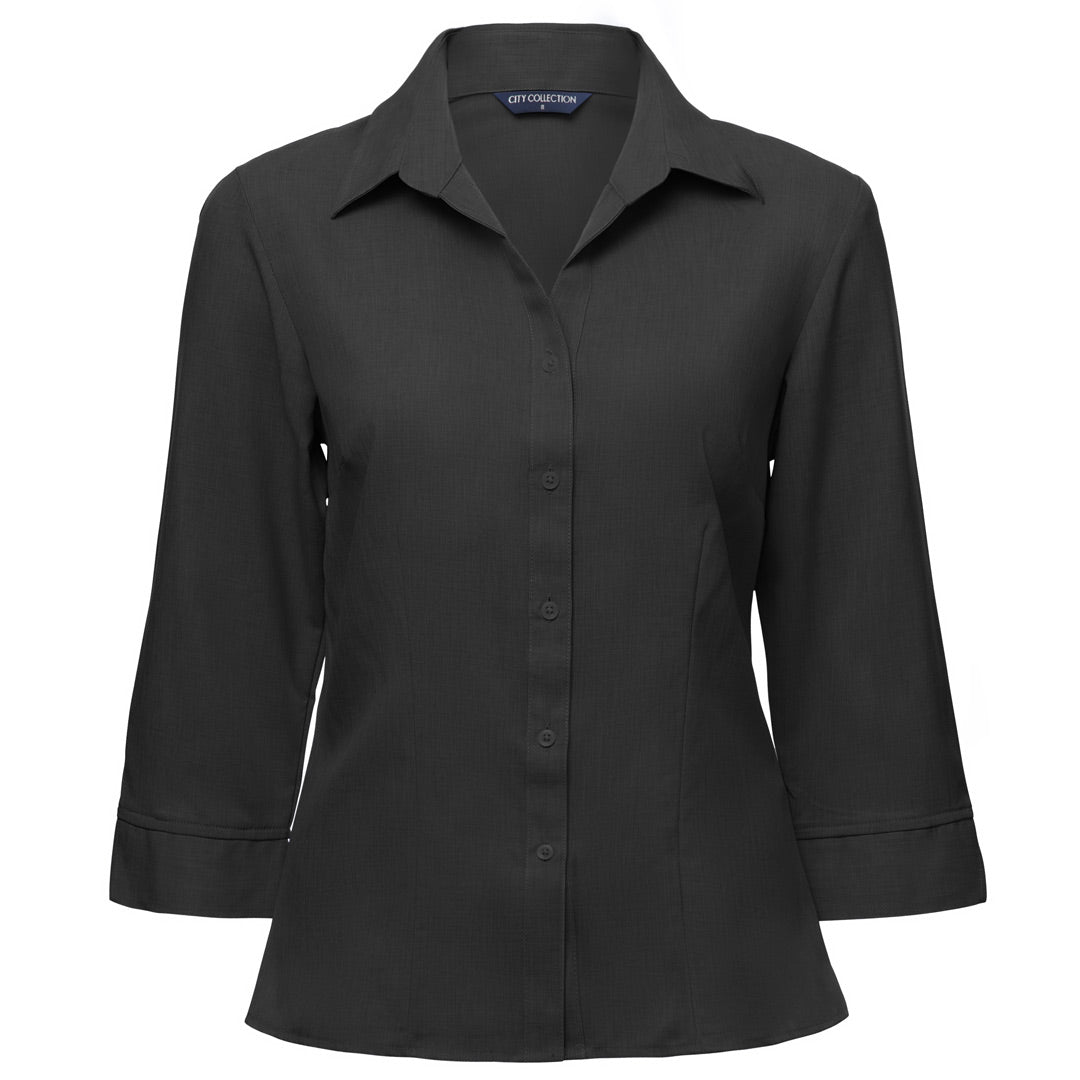 House of Uniforms The Ezylin Shirt | Ladies | 3/4 Sleeve City Collection Charcoal