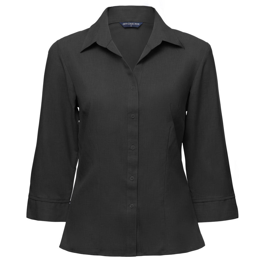 House of Uniforms The Ezylin Shirt | Ladies | 3/4 Sleeve | Plus City Collection Charcoal