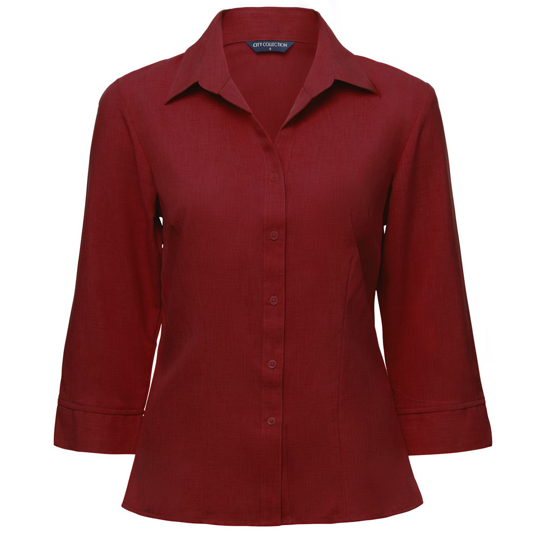 House of Uniforms The Ezylin Shirt | Ladies | 3/4 Sleeve | Plus City Collection Red