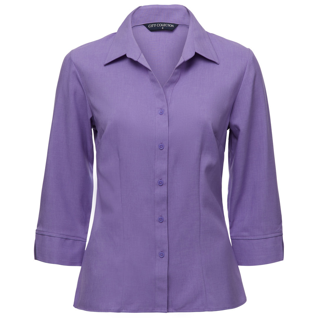 House of Uniforms The Ezylin Shirt | Ladies | 3/4 Sleeve | Plus City Collection Lilac