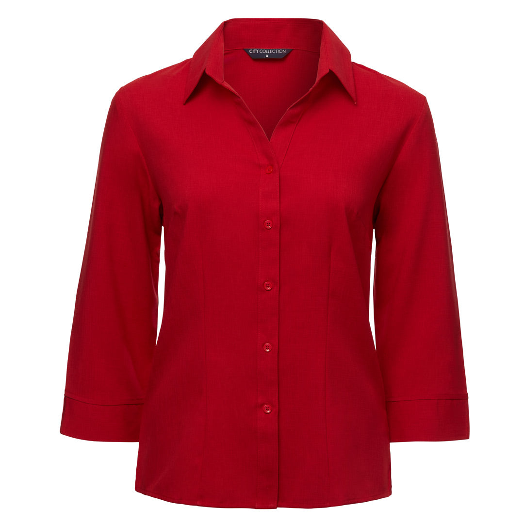 House of Uniforms The Ezylin Shirt | Ladies | 3/4 Sleeve | Plus City Collection Chilli