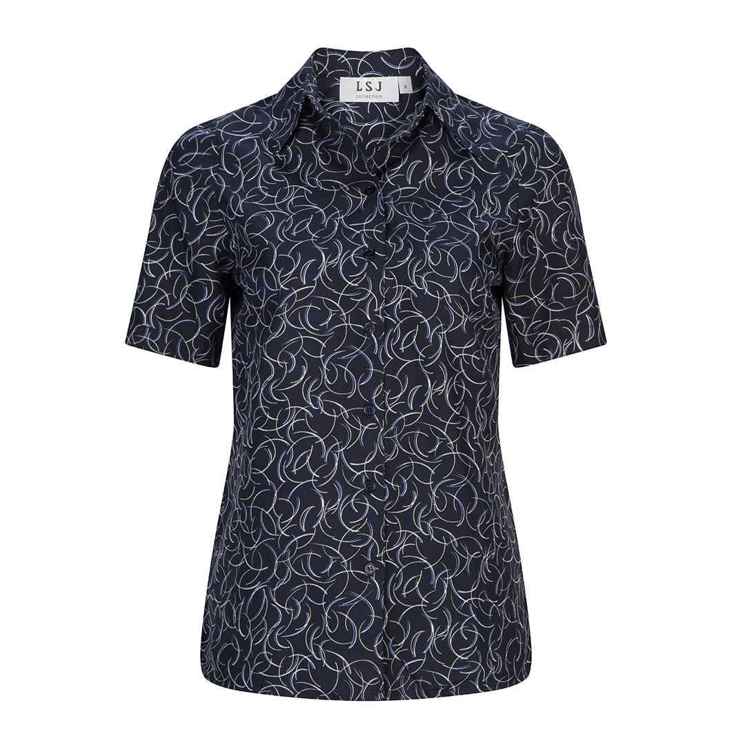 House of Uniforms The Breeze Shirt | Ladies | Short Sleeve LSJ Collection Navy/White