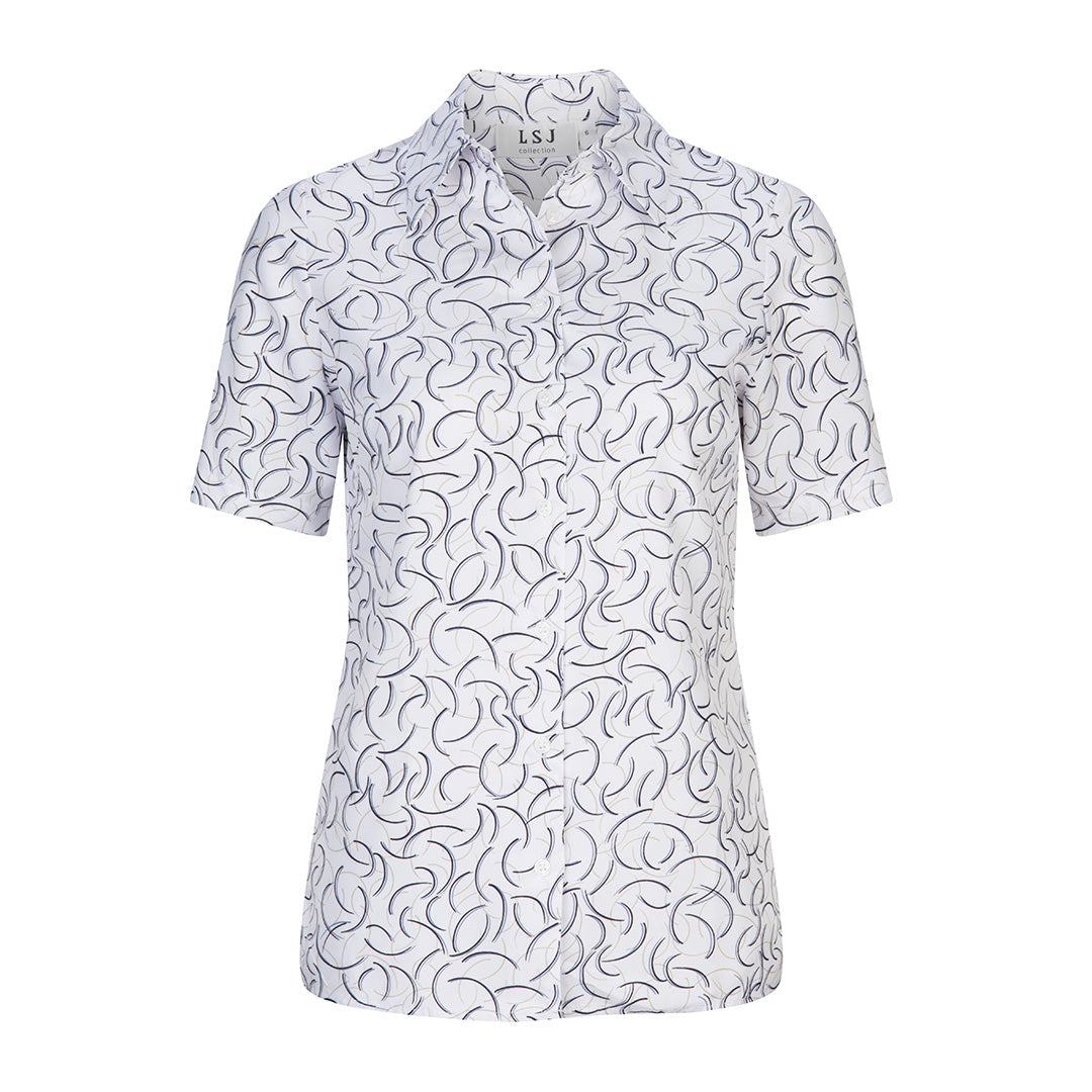 House of Uniforms The Breeze Shirt | Ladies | Short Sleeve LSJ Collection White/Blue