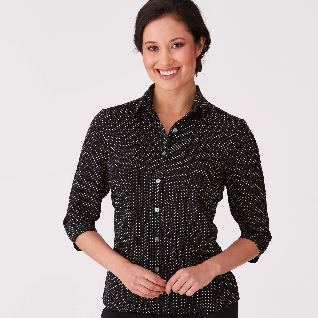 House of Uniforms The Spot Shirt | Ladies | 3/4 Sleeve City Collection Black