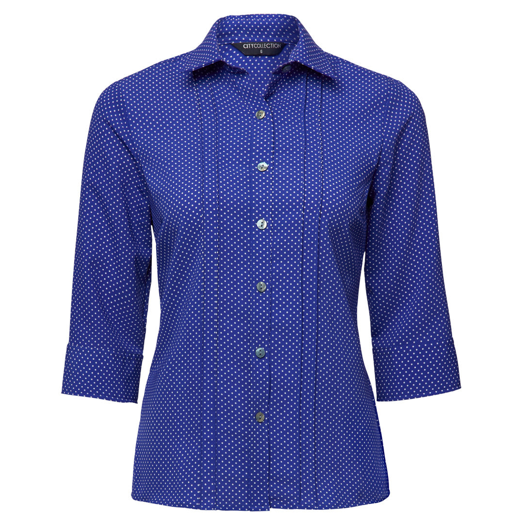 House of Uniforms The Spot Shirt | Ladies | 3/4 Sleeve City Collection Cobalt