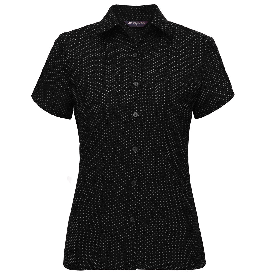 House of Uniforms The Spot Shirt | Ladies | Short Sleeve | Plus City Collection Black