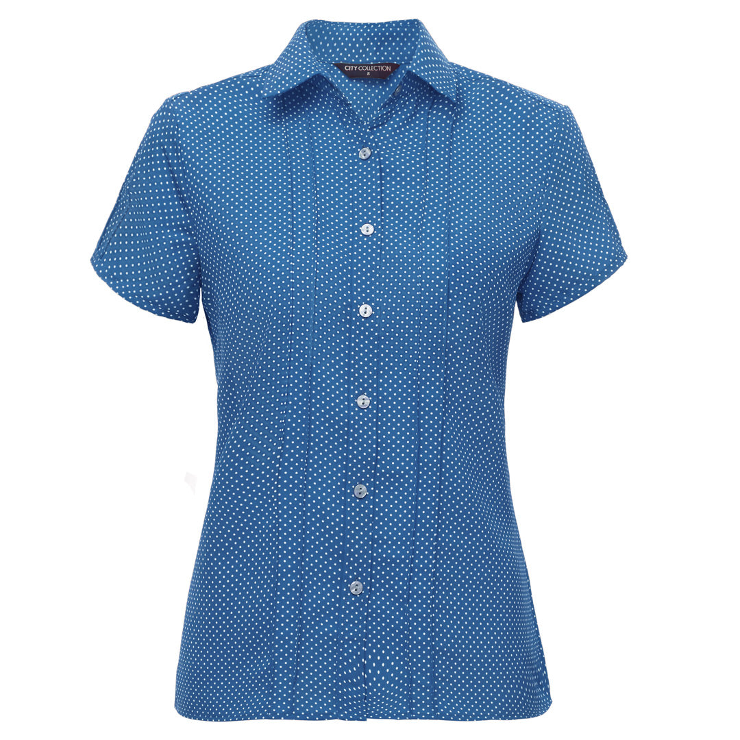 House of Uniforms The Spot Shirt | Ladies | Short Sleeve | Plus City Collection Mid Blue